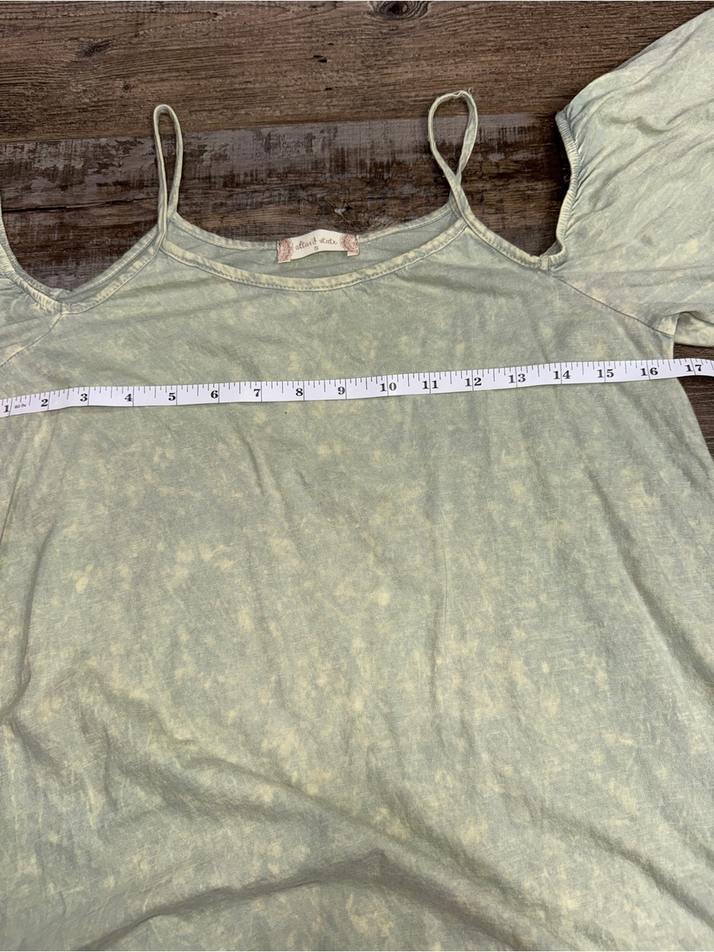 Altar’d State Sage Green Cold Shoulder Boho Lace Trim Top Small Crochet Lace - Picture 5 of 6